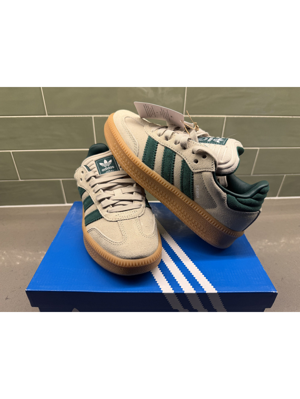 Adidas Samba XLG Putty Grey Collegiate Green W4